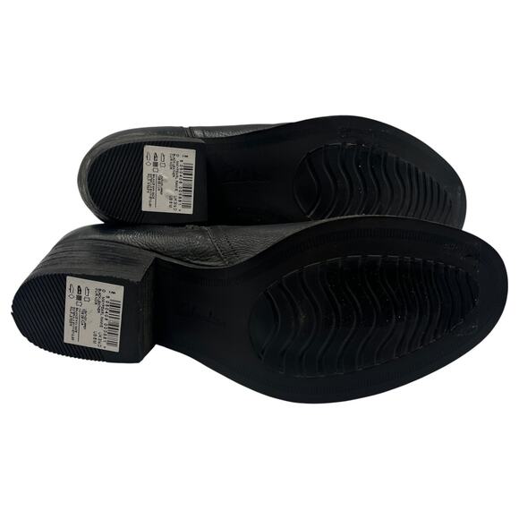 Clarks Maypearl Ramie Side Zip Block Heels Leather Ankle Booties Black Size 6M - Picture 7 of 8